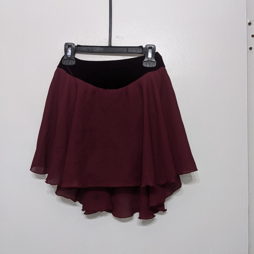 Jerry's Burgundy shear and velvet skating / dancing / gymnastics skirt